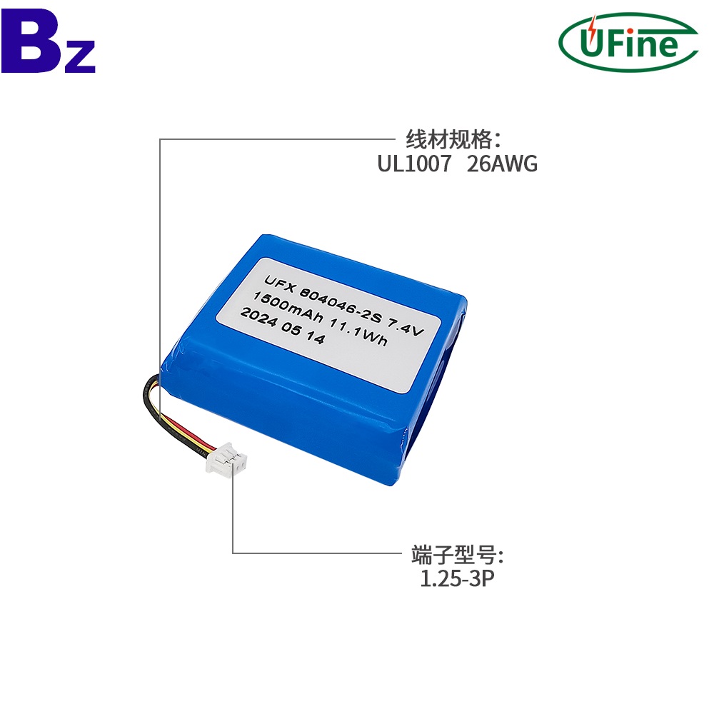 PCM 보호 기능이 있는 1500mAh 7.4V 배터리